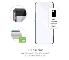 FIXED Schutzhülle aus gehärtetem Glas Full-Cover für Motorola Moto E22s schwarz / Verklebung über das gesamte Display