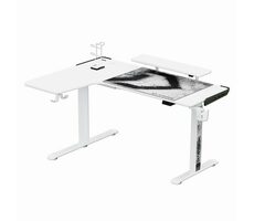Ultradesk WINGER weiß / Elektrisch verstellbarer Gaming-Schreibtisch / 155 x 60 x 75-122 cm / Kopfhörer- und Getränkehalter / RGB 