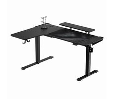 Ultradesk WINGER schwarz / Elektrisch verstellbarer Gaming-Schreibtisch / 155 x 60 x 75-122 cm / Kopfhörer- und Getränkehalter / RGB 