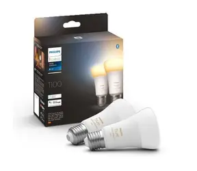 Philips Hue LED-Lampe E27 8W weiß / Smarte LED-Lampe / 1100 lm / 2200-6500 K / dimmbar / 2 Stk