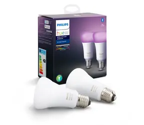 Philips Hue LED-Lampe E27 6,5W weiß / Smarte LED-Lampe / 806 lm / 2000-6500 K / dimmbar / 2St