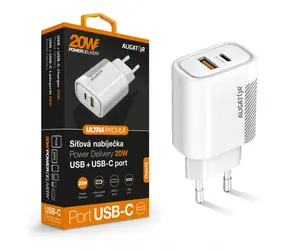 Aligator USB-Netzwerkladegerät weiß / USB / USB-C / 20W / Power Delivery