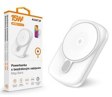 Aligator AMS03WT Mag-Bank weiß / Powerbank mit kabellosem Laden / Qi / 5000mAh / 15W 