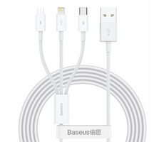 Baseus CAMLTYS-02 SUPERIOR 3in1 1,5 m weiß / USB-C / MicroUSB / Beleuchtung 