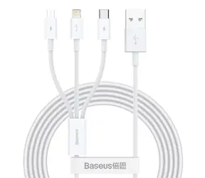 Baseus CAMLTYS-02 SUPERIOR 3in1 1,5 m weiß / USB-C / MicroUSB / Beleuchtung 