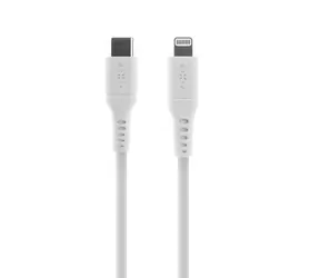 FIXED Flüssigsilikon Langes Lade- und Datenkabel mit USB-C/Lightning-Anschlüssen und PD-Unterstützung 2 m weiß / MFI 