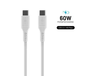 FIXED Flüssigsilikon Langes Lade- und Datenkabel mit USB-C/USB-C-Anschlüssen und PD-Unterstützung 2 m weiß / USB 2.0 / 60 W 