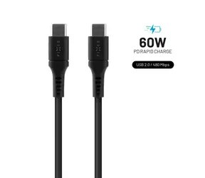 FIXED Flüssigsilikon Langes Lade- und Datenkabel mit USB-C/USB-C-Anschlüssen und PD-Unterstützung 2 m schwarz / USB 2.0 / 60 W 