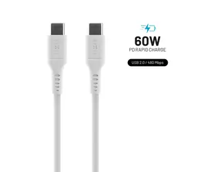 FIXED Liquid Silicone Lade- und Datenkabel mit USB-C/USB-C-Anschlüssen und PD-Unterstützung 1,2m weiß / USB 2.0 / 60W 