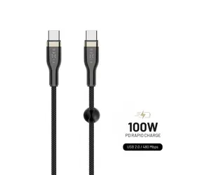 FIXED Geflochtenes Lade- und Datenkabel mit USB-C/USB-C-Anschlüssen und PD-Unterstützung 1,2 m schwarz / USB 2.0 / 100 W 