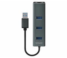 Savio AK-57 USB-Adapter / 3x USB-A 3.0 / RJ45