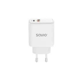 Savio LA-06 weiß / Netzladegerät / QC3.0+PD / USB-A / USB-C 