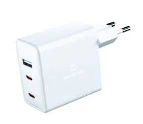 Swissten Netzwerkadapter GaN USB-A/USB-C 70W weiß