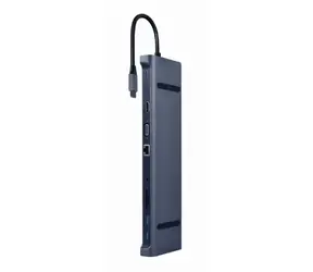 Gembird A-CM-COMBO10-01 / HUB 10V1 / HDMI / VGA / USB-A / USB-C / RJ45 / 3,5 mm / Kartenleser