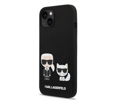 Karl Lagerfeld MagSafe kompatible Hülle aus flüssigem Silikon Karl und Choupette für Apple iPhone 14 PLUS schwarz