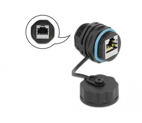 DeLock Kabelstecker RJ45 - RJ45 / 6A / Schutzkappe (wasserdicht)