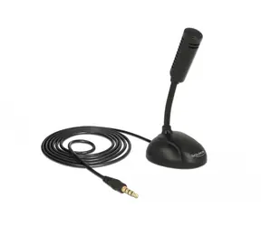 DeLock Omnidirektionales Kondensatormikrofon für Smartphone / Tablet mit Schwanenhals 3,5 mm 4 Pin Stereo-Klinkenstecker (M) 
