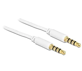 DeLock Kabel Stereo Klinke 3,5 mm 4 Pin (M) - Klinke 3,5 mm (M) 1m weiß