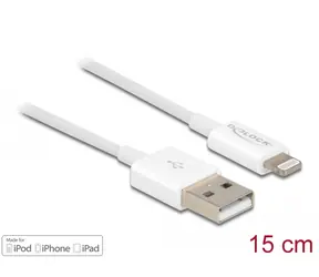 DeLock USB Daten- und Stromkabel für iPhone 15cm weiß / iPad / iPod 