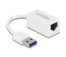 DeLock Adapter Super Speed USB Typ-A (M) - Gigabit LAN 10/100/1000 Mbit/s weiß / USB 3.2 Gen 1 / kompakt 
