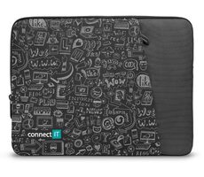 Connect IT CFF-7013-DD Doodle schwarz / Tasche für Laptop 13,3" 