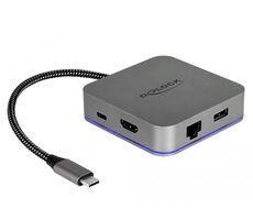 DeLock USB Typ-C Dockingstation für Mobilgeräte 4K - HDMI/Hub/LAN/PD 3.0 mit LED-Beleuchtung Grau