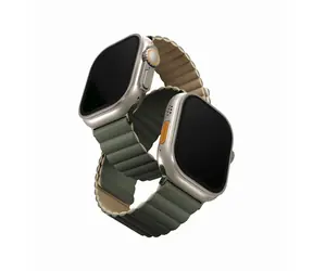 UNIQ Revix Reversibles magnetisches doppelseitiges Magnetband für Apple Watch 49/45/44/42 mm Grün-Braun