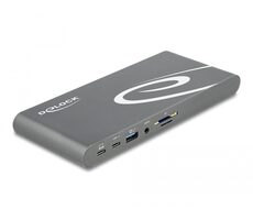 DeLock Dockingstation USB Type-C DP 1.4 grau / Dreifach-Display 4K - HDMI/DisplayPort/USB/LAN/SD/PD 3.0