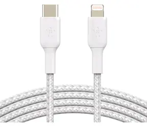 Belkin CAA004bt1MWH geflochtenes USB-C-zu-Beleuchtungskabel weiß / 1 m 