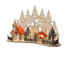 Solight 1V250 LED Weihnachtsstadt mit Kirche / 30x19cm / 2x AAA