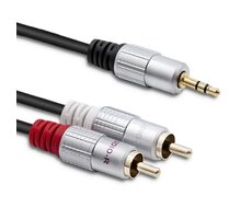 Qoltec 52339 Kabel 2xRCA - Mini-Klinke 3,5 mm (M) 1 m schwarz