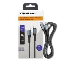 Qoltec 52357 Kabel USB-C 2.0 (M) - USB-C 2.0 (M) 1m schwarz / PD 100W / QC 3.0