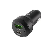 Natec Coney 48 W QC 3.0 Universal-Autoladegerät schwarz / 1x USB-C / 1x USB-A / 48 W