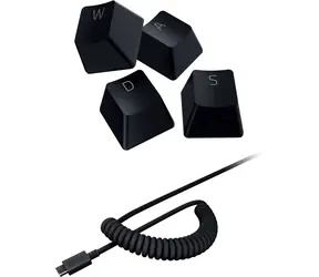 Razer PBT Tastenkappe + Spiralkabel schwarz / Satz Ersatztasten + USB-C-USB-A Spiralkabel / High Profile / 120 Stk