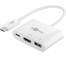 Goobay 62104 Adapter USB-C M auf HDMI F & USB-A F & USB-C weiß / PD 60 W