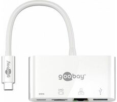 Goobay 62105 Multiport Adapter weiß / 1x USB-C M auf HDMI & Ethernet & USB-C & USB-A