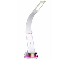 Immax CORELLA LED-Tischleuchte weiß+goldene Elemente / Qi / 7W / 5V / 2,1 A/ RGB-Hintergrundbeleuchtung / dimmbar / USB