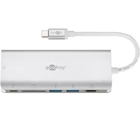 Goobay 76788 USB-C Premium Multiport-Dock silber / USB-C / USB-A / RJ-45 / SD