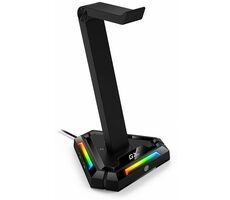 Genius GX-UH100 schwarz / Kopfhörerständer / USB-Hub / 2x USB-A / 2x USB-C
