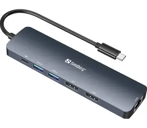 Sandberg USB-C 8K Display Dock grau / Dockingstation / HDMI / DisplayPort / 2xUSB 3.0 / USB-C PD 100W / RJ45
