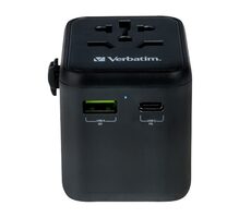 Verbatim 49544 Universal-Reiseadapter schwarz / CEE7 / 100-250 V / USB-A / USB-C