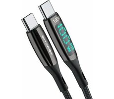 BlitzWolf BW-TC23 Stromkabel mit Display USB-C (M) - USB-C (M) 0,9 m schwarz