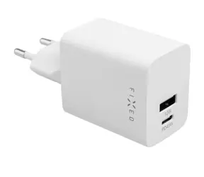 FIXED Mini-Netzwerkladegerät mit USB-C und USB-Ausgang weiß / PD-Unterstützung / 45 W