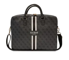 Guess PU 4G Computertasche mit Streifenmuster, 15/16 Zoll, schwarz