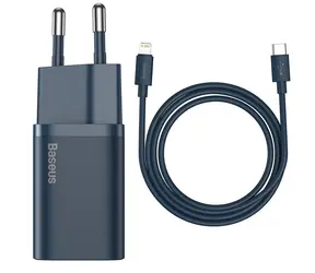 Baseus TZCCSUP-B03 Super Si Schnellladeadapter blau / 1x USB-C / 20W / Kabel USB-C (M) - Lightning (M)