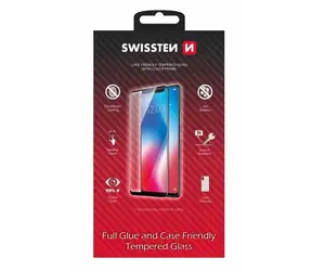 Swissten FULL GLUE COLOR FRAME CASE FRIENDLY Glas für Apple iPhone 15 Pro Max schwarz