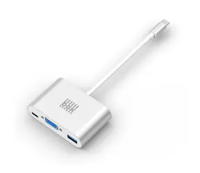 BOX Products Adapter USB-C (M) - VGA (F) &USB-C (F) & USB-A (F) 0,12 m Silber