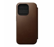 Nomad Modern Leather Folio Klapphülle für Apple iPhone 15 Pro braun 