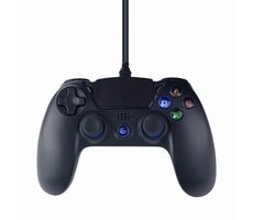 Gembird JPD-PS4U-01 Gamepad schwarz / Vibrationssystem / PS4 / PC / USB / LED / 3M