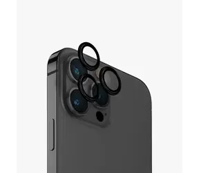 UNIQ Optix Aluminium-Kameraobjektiv-Schutzglas für Apple iPhone 15 Pro Max Midnight (schwarz)